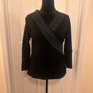 The Limited Black Cross Sweater with White Stitching – Size M